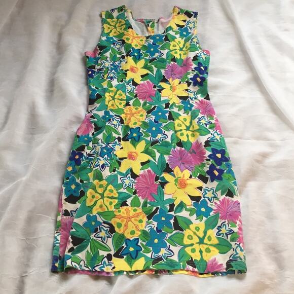Vintage 90s Express cotton floral sheath dress, size 9 - Picture 3 of 6